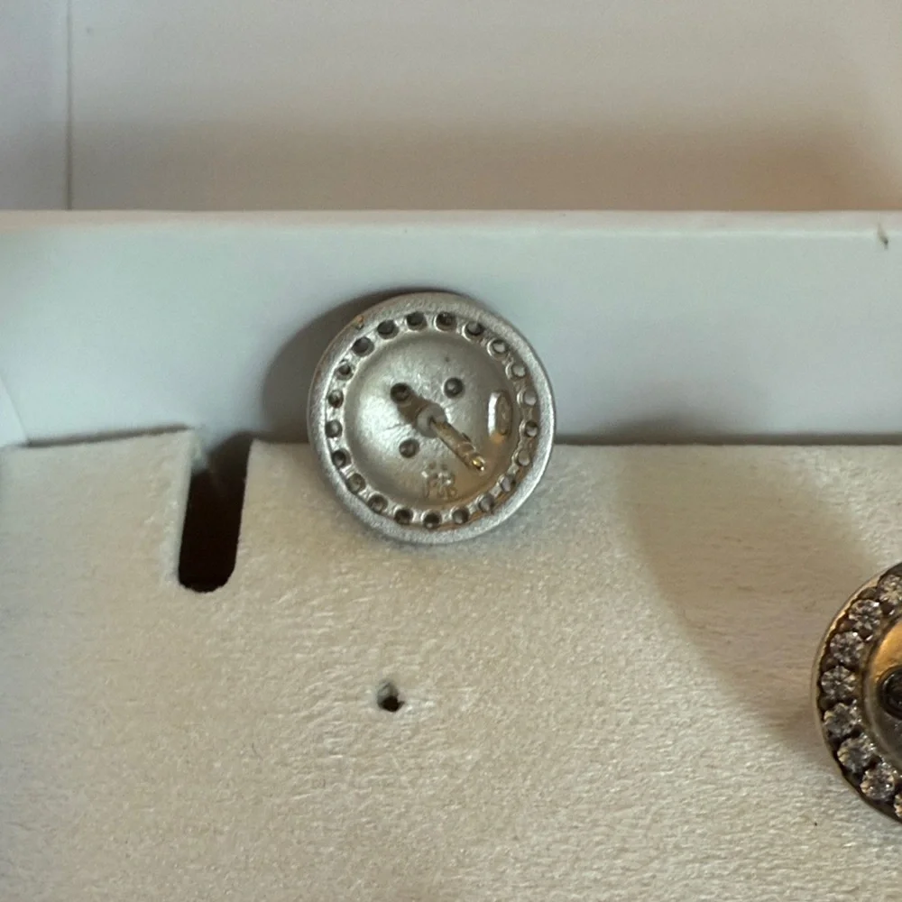 Freida Rothman Silver and Black clover stud Earrings - Picture 3 of 5